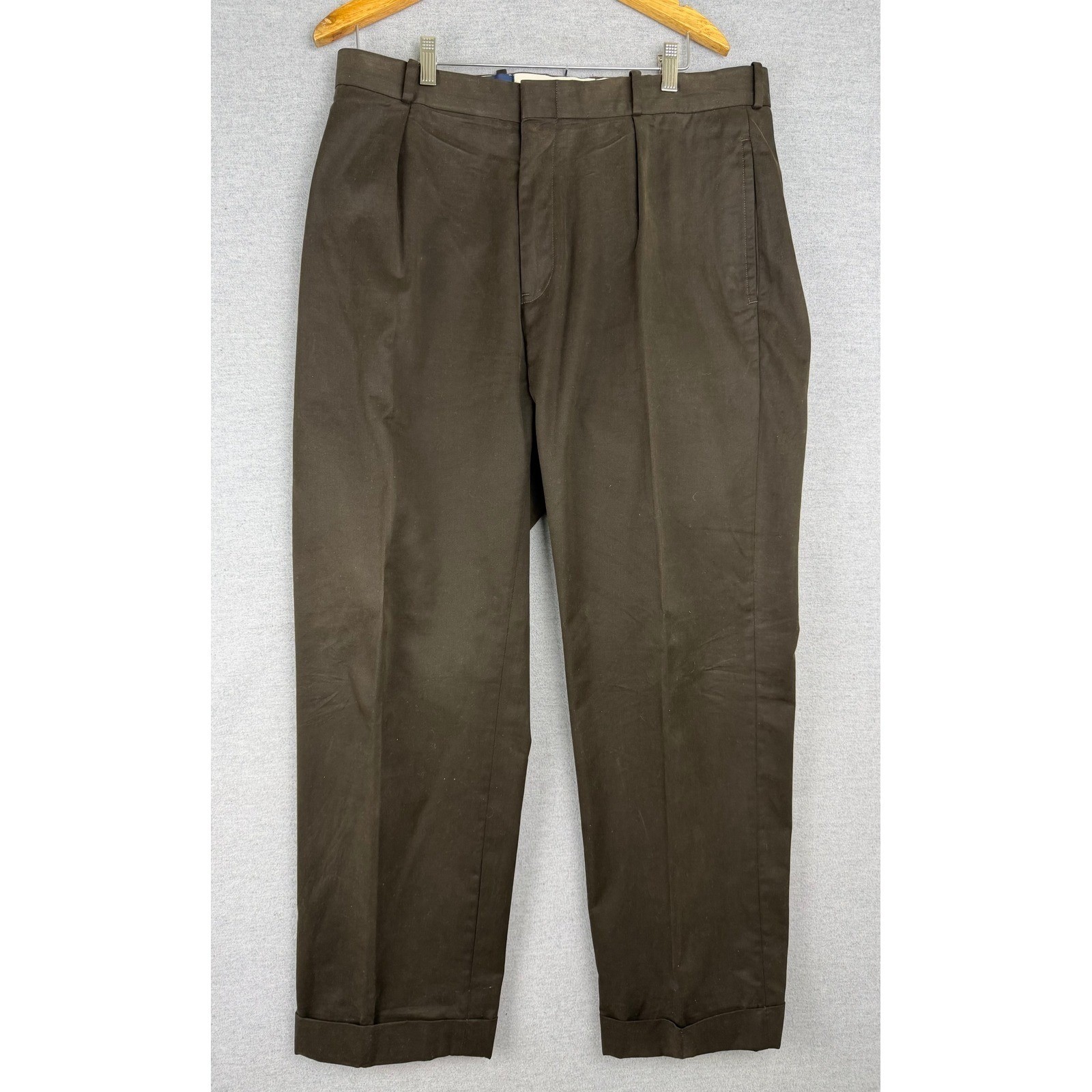 Polo Ralph Lauren Vintage Pleated Chinos Mens 34x28.5 Brown Cotton Cuffed Pants