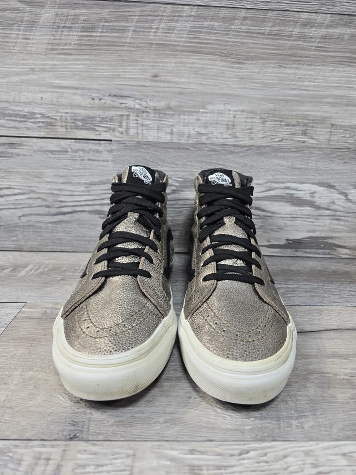 范斯 Off The Wall 金色黑色休闲鞋 721278 女式 8.5 码运动鞋 — 第 4/4 张图片