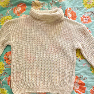Damen Rollkragen Strickpullover beige Langarm Gr. 42 Polyacryl Mohair Wolle