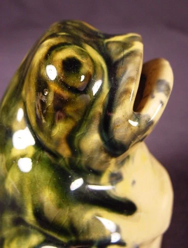 RARE ANTIQUE AMERICAN ROSEVILLE POTTERY FROG BANK YELLOW WARE YELLOWWARE MINT