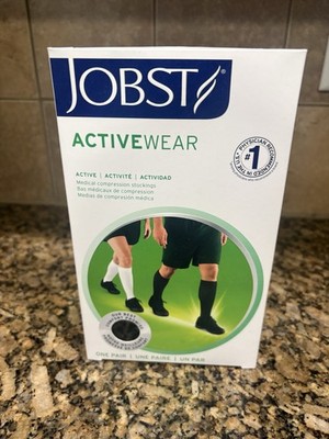 Jobst ActiveWear 15-20 mmHg Firm Compression L Black Knee Highs Stocking (New)