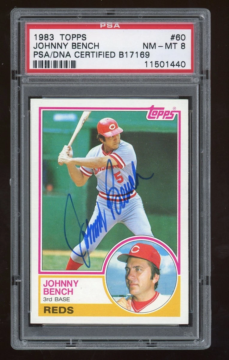 Topps Johnny Bench Autographed Baseball Sports Trading Cards