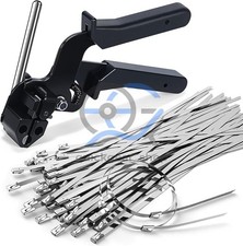 200pcs Metal Zip Ties With Stainless Steel Cable Tie Gun Special Tool For Silver 200pcs Metal Zip Ties With Stainless Steel Cable Tie Gun Special Tool For Silver