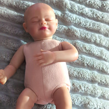 Sleeping Baby Doll Soft Body Vinyl Limbs Fabric Body Eyes Closed Light