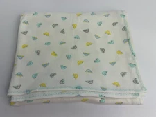White Aqua Stitching Blue Grey Yellow Cars Baby Boy Receiving Swaddle Blanket