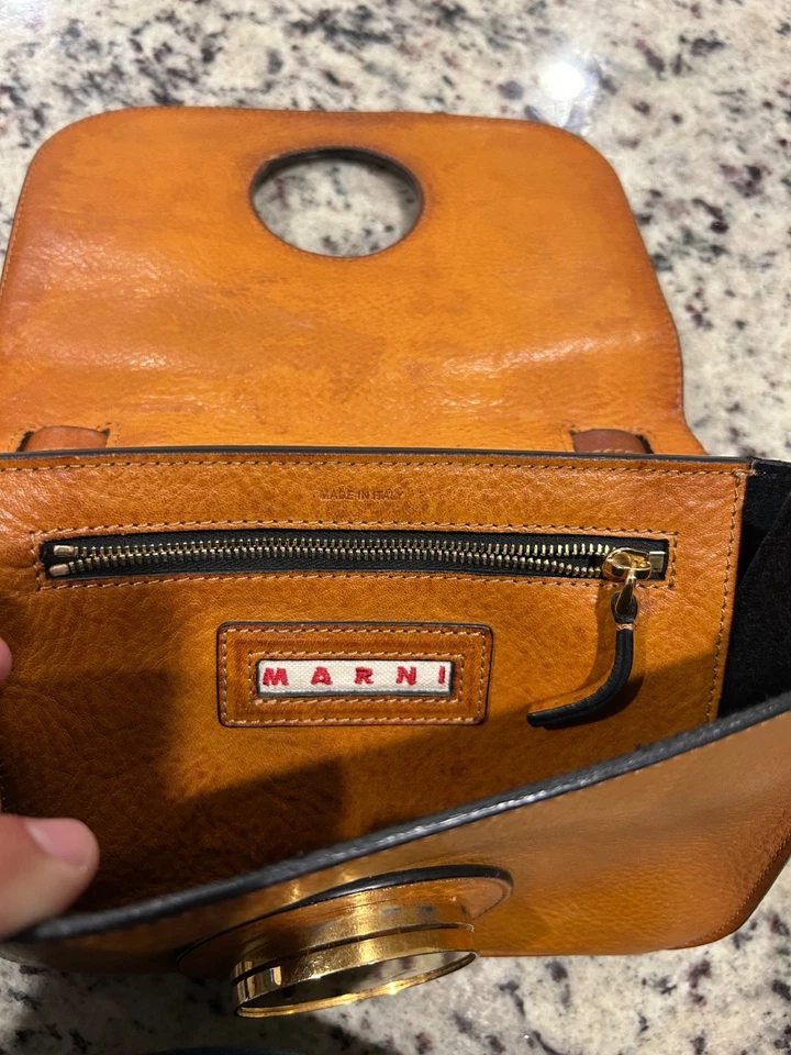Marni Brown Leather Leather Crossbody/Shoulder Bag Gold Hardware - Image 2 of 4