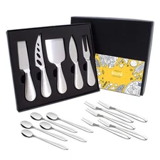 Cheese Knife Set with Gift Box,5Pcs Cheese Butter Spreader Knife 5Pcs Coffee ...