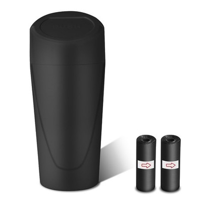 xiaoniu Car Trash Can with Lid, Leakproof Compact (2.6'' x 2.6'' x 7.7''), Black 