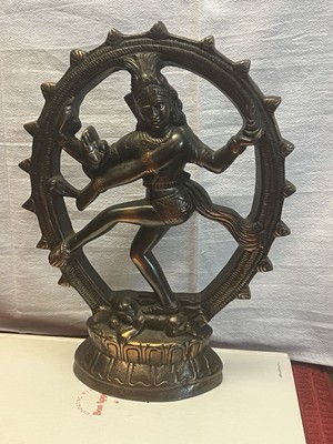 VTG Indian Hindu Bronze Finish Dancing Shiva Nataraja; Cosmic Dancer Statue 12 