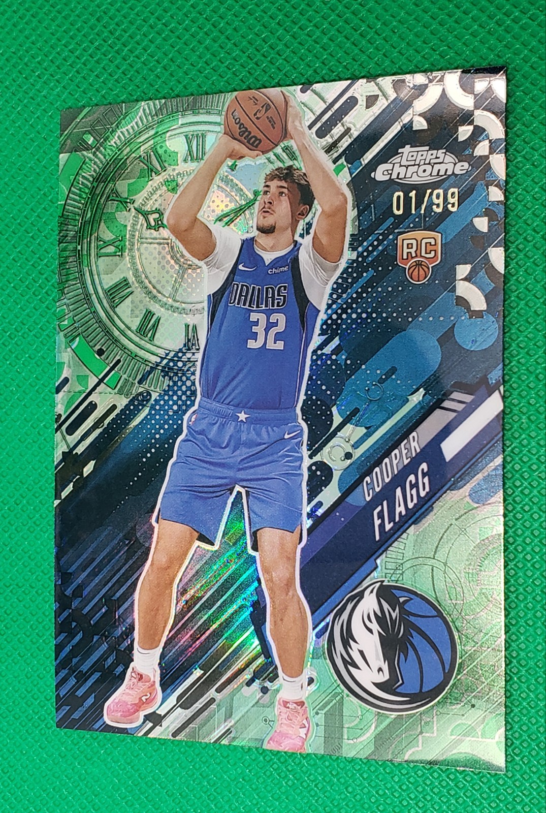 2025-26 Topps Chrome Cooper Flagg RC Go Time 💥 01/99 GREEN 💥 GT-16 Rookie Mavs