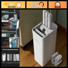 Mop and Bucket Set with Wringer, Flat Mop for Floor Cleaning, Wall Mop with Long