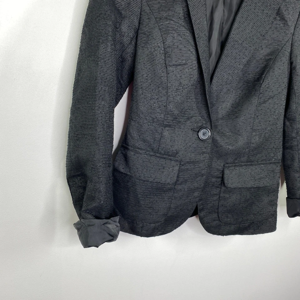 Studio M Black One Button Notch Lapel Blazer Jacket Women's Size X-Small XS - Image 3 of 4