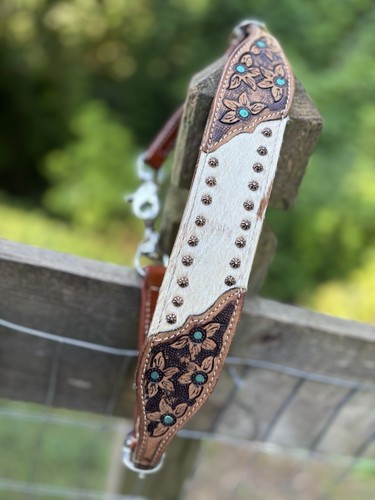 Genuine Leather White Hair On Cowhide Overlay Western Wither Strap