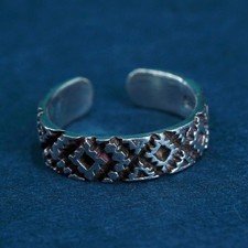 Size 2.5, vintage Sterling silver handmade ring, 925 textured band