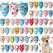 50 Pcs Summer Bandanas Dogs Bulk Hawaiian Dog Bandanas Fruit Kerchief Set for...