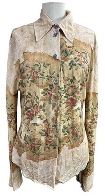 Very Rare Acne Studios Beige Carpet Print Flower Snap Closure Shirt Size Medium