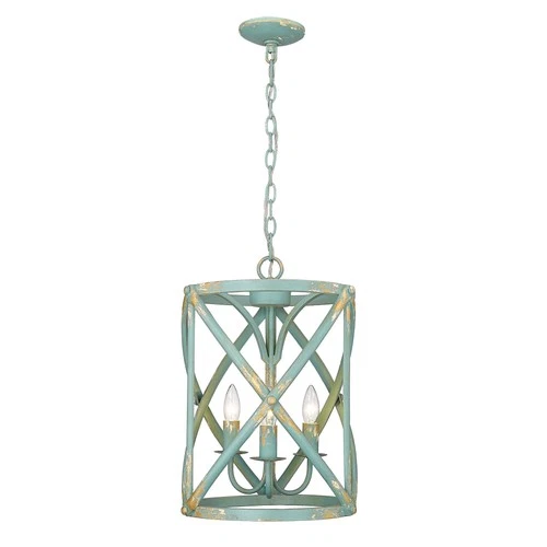 Alcott 13" Wide Antique Teal 3-Light Pendant - Picture 3 of 9