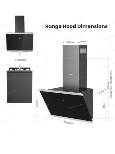 COMFEE 60cm Angled Cooker Hood – Class A+ Tempered Glass, LED Touch Screen Black - Picture 7 of 7
