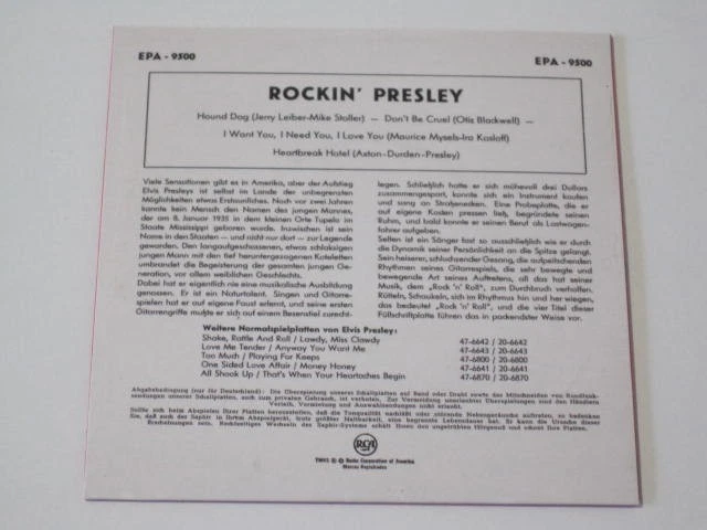 Promo CD BMG In-house Gift: Rockin' Presley (1999 BMG Germany) - Bild 4 von 4