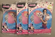 Disney Junior Beach Ball Lot of 3 Minnie Mouse Summer Beach Swimming New Sealed