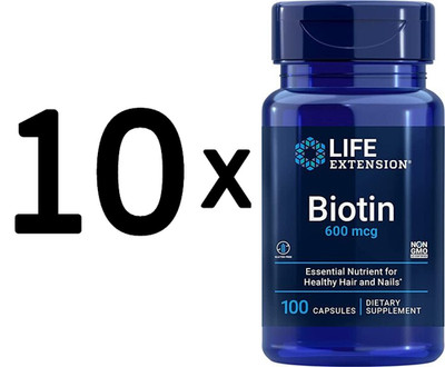10 x Life Extension Biotin, 600mcg - 100 caps (74,95 EUR/kg)