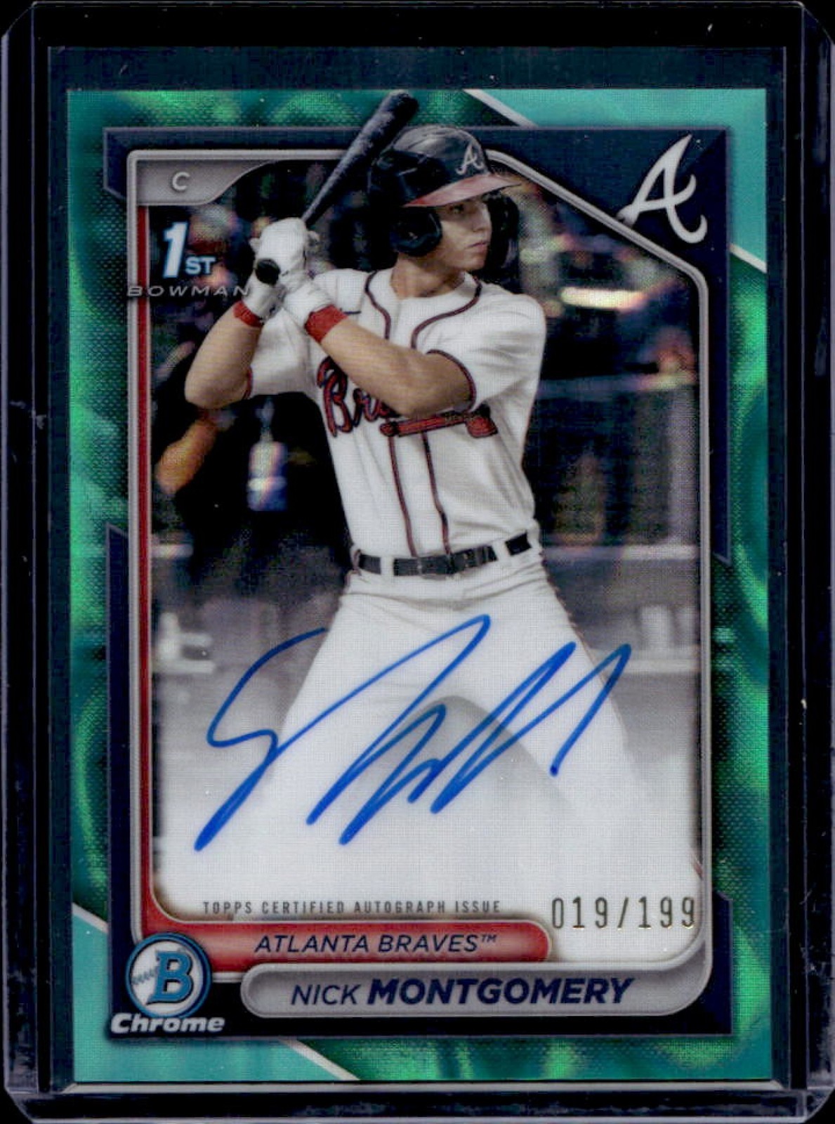 2024 Bowman Draft Nick Montgomery Chrome Auto Aqua Lava Refractor 1st #/199