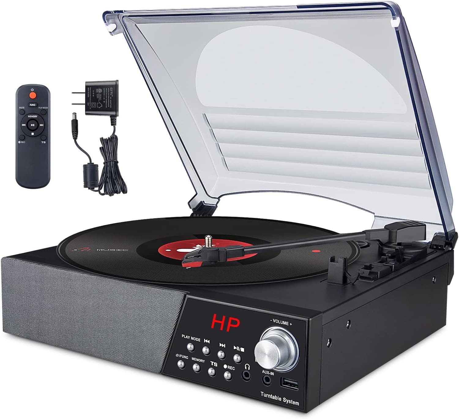 3-Speed Bluetooth Turntable Vinyl Record Player in Black-image