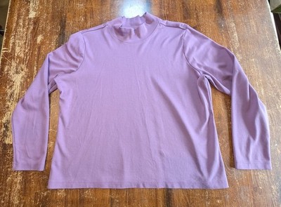 L.L. Bean Mock Turtleneck Shirt Womens XL Petite Lavender Layering Top