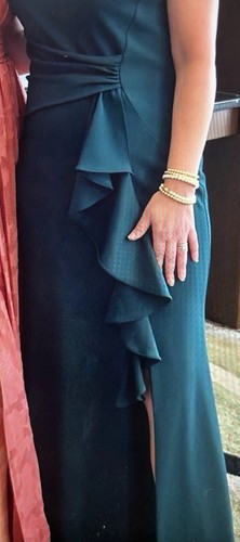 Betsy Adam Vestido Trompeta con Volantes Lazo Sin Mangas Vestido con Volantes Color Pino Talla 10 - Imagen 9 de 16