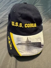 U.S.S. Cobia SS-245 Manitowoc WI Baseball Cap Hat Blue Embroidered Adjustable