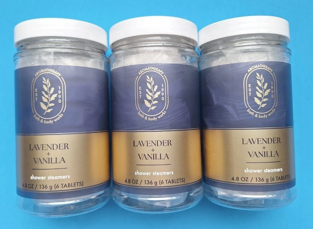 Lot of 3 Bath & Body Works Lavender Vanilla Aromatherapy Shower Steamers NEW