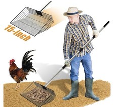 15"-Large Thickened Chicken Poop Scooper, 24 to 68" Adjustable Chicken Coop S...