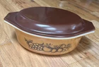 VTG Pyrex Old Orchard 1~1/2 qt Oval Casserole Dish with Lid 943-C19 Corning USA