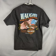 Vintage Y2K Harley Davidson Feel The Heat Shirt Mens Medium Black USA Made Fade