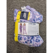 Lands End Girl's Size S 7/8 3-Piece Sleep Set Purple Tie Dye Robe Pajamas NWT