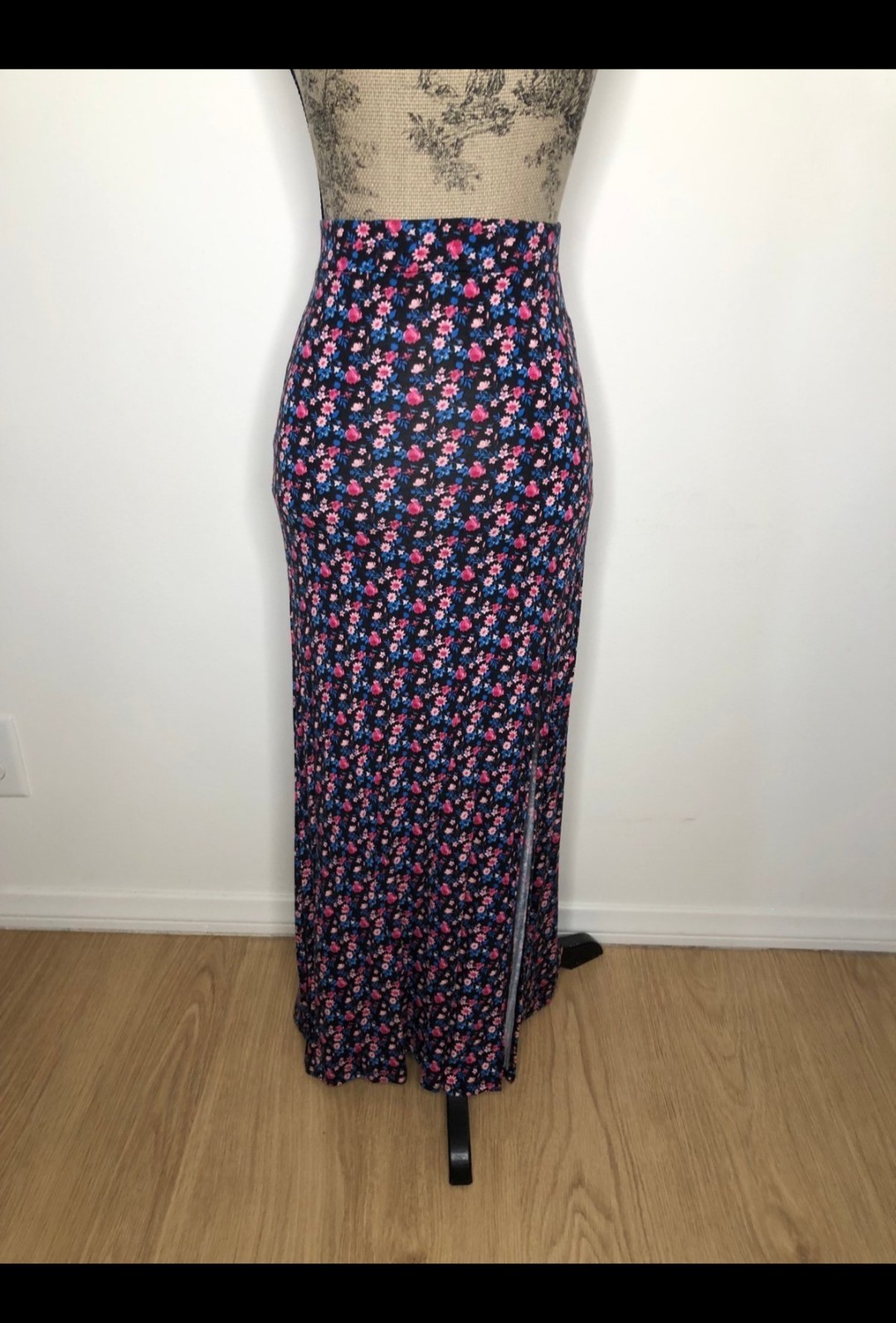 Skirt Multicolor Floral Maxi Long Women's Regular High Rise Slit Casual-image