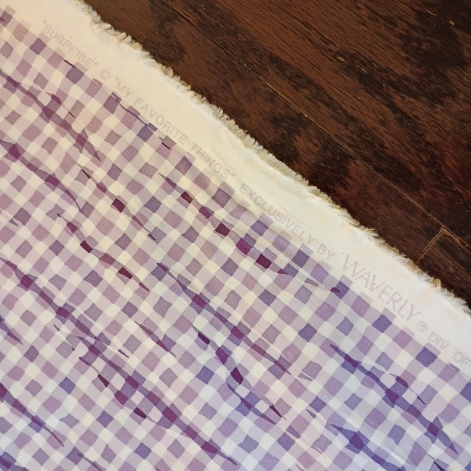 11 yards Waverly Polished Cotton Purple White Gingham “Surprise” Chintz Fabric - Image 2 of 4
