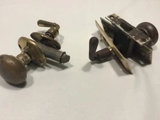 2 Vintage Screen/French Door Knob Sets w/Handle Levers - See Pictures