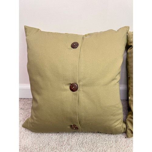 Pottery Barn Set of 2 Embroidered Birds Berries Tree Button Back Feather Pillows - Picture 5 of 9