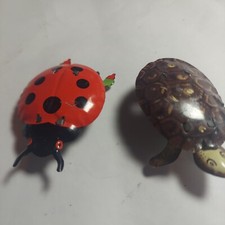 Japanese Nodder Toys. 1 Turtle, one Beetle. Each Is Missing Legs. Tin. Vintage
