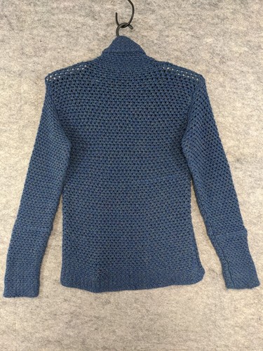 Crochet Sweater Womens Large Blue Turtleneck Chunky Knit Pullover Long Sleeve - Bild 6 von 9