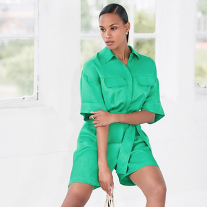 Karen Millen - Viscose Linen Playsuit - Green - New With Tag - Size 10 | eBay