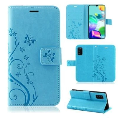 Housse Pour Samsung Galaxy A6 2018 Flip Cover Wallet Étui Bleu - Photo 1/4