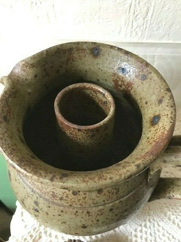 Unusual Antique Stoneware Jug Rustic With Inner Corked Warmer - Picture 3 of 7