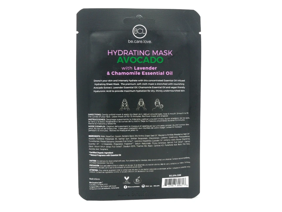 BCL Be Care Love Hydrating Avocado Lavender Chamomile Oil Facial Soft Sheet Mask - Image 3 of 4