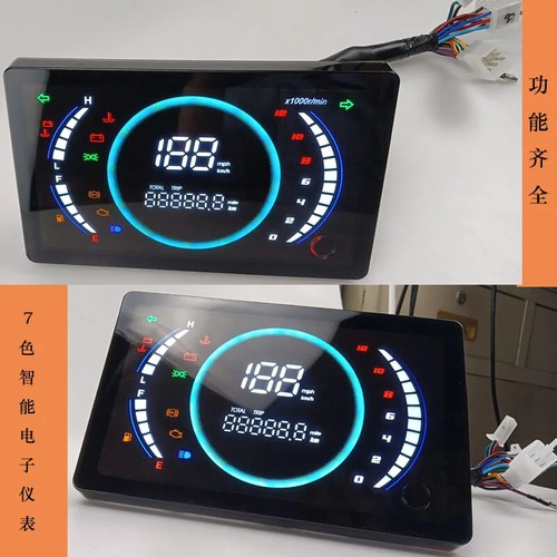 12V Universal Adjustable LED Digital RPM Dashboard With Temperature Gear 199km/h - Picture 8 of 8
