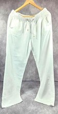 Women Summer Casual Cotton Linen Trousers Drawstring High Waist White Yoga Pants