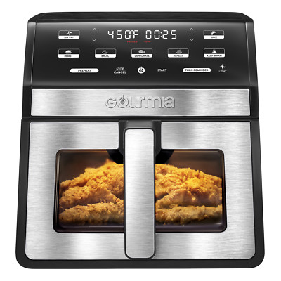 Gourmia 8-Quart Digital Air Fryer w/ Window & Light, Countertop, Black, NEW