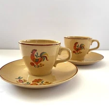 Vintage Taylor Smith & Taylor Reveille Rooster Tea / Coffee Cup & Saucer Marked