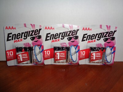 12 Energizer Max AAA Alkaline Batteries Triple A, 3 - 4 Count Packs Exp 12/2031